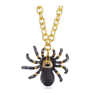 Кулон Паук (эмаль матовая черная; покрытие золото) 80-84см, Есть комплект