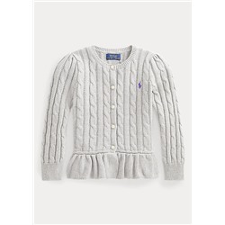 Girls 2-6x Cable Cotton Peplum Cardigan