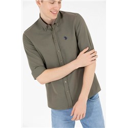 Erkek Haki Uzun Kollu Basic Gömlek