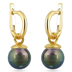 Серьги (Майорка 12мм темно-серый хамелеон; покрытие золото), Есть комплект