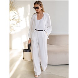 Свободный топ с U-вырезом изо льна с вискозой по косой