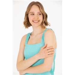 Kadın Mint Bisiklet Yaka Örme Elbise