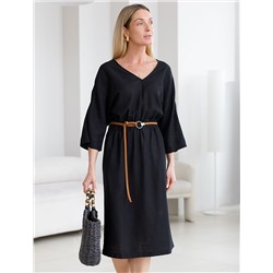 Платье с цельнокроеным рукавом изо льна с вискозой