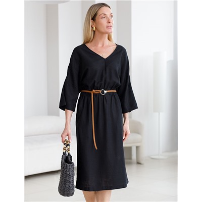 Платье с цельнокроеным рукавом изо льна с вискозой