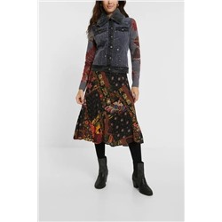 Chaqueta bimateria pana fina cuello desmontable