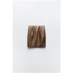 SNAKESKIN PRINT LEATHER EFFECT SKIRT