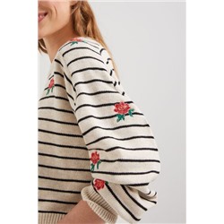 Jersey raya marinera y flores