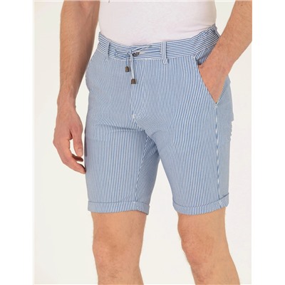 Koyu Mavi Slim Fit Beli Lastikli Şort Şort