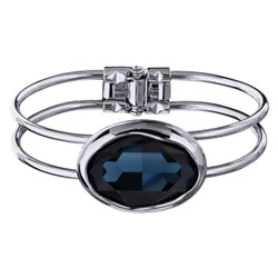 Браслет Грация (кристаллы SW 30х22 темно-синие; покрытие родий), Есть комплект