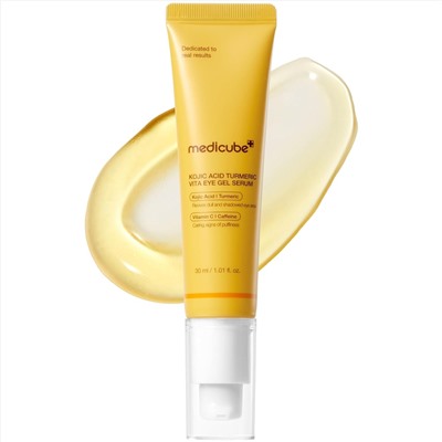 medicube Eye Serum with Kojic Acid Turmeric | All-Day Brightening Eye Gel Serum | Refreshing Eye Care with Vitamin C, Retinol & Caffeine | Hydrating & Cooling Formula | Korean Skincare, 1.01 fl.oz