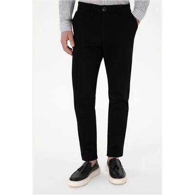 Erkek Siyah Slim Fit Kanvas Pantolon