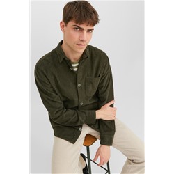 Camisa de terciopelo Caqui