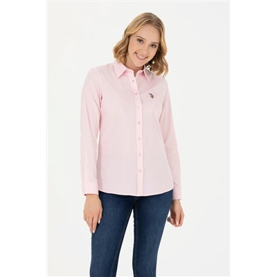Kadın Pembe Uzun Kollu Basic Gömlek