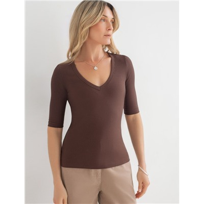 Джемпер из трикотажа в широкий рубчик