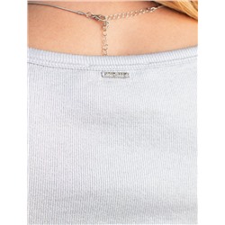 Топ в рубчик с широкими лямками с матовым покрытием металлик из хлопка с эластаном