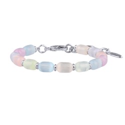 Браслет Букет (улексит карамель микс; покрытие родий) 17-21см, Есть комплект