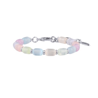 Браслет Букет (улексит карамель микс; покрытие родий) 17-21см, Есть комплект