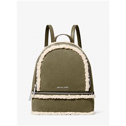 Michael Kors Outlet Rhea Medium Suede and Faux Shearling Backpack