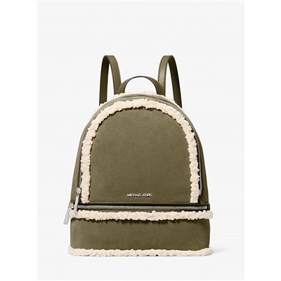 Michael Kors Outlet Rhea Medium Suede and Faux Shearling Backpack
