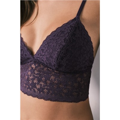 Sujetador bralette triangular encaje granate