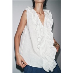 LINEN RUFFLE SHIRT ZW COLLECTION