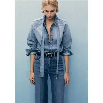 Jeans wideleg tiro alto