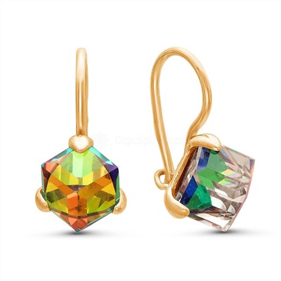 Подвеска из золочёного серебра с кристаллом Swarovski мистик зелёный 925 пробы 0044п-001vmз