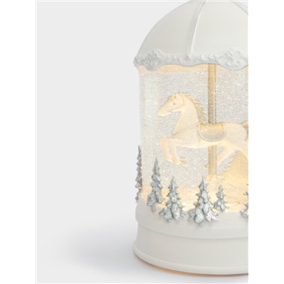 Снежный фонарь, 20 см, с подсветкой, пластик, белый, Лошадь под куполом, Horse