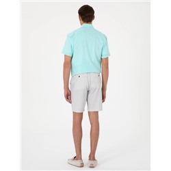 Gri Slim Fit Gofre Dokuma Şort