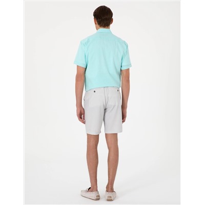 Gri Slim Fit Gofre Dokuma Şort