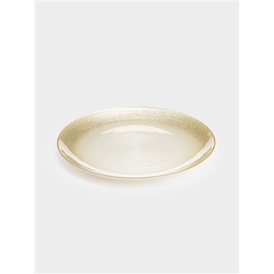 Тарелка обеденная, 28 см, стекло, молочная/шампань, Marbella