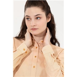 Kadın Safran Uzun Kollu Basic Gömlek