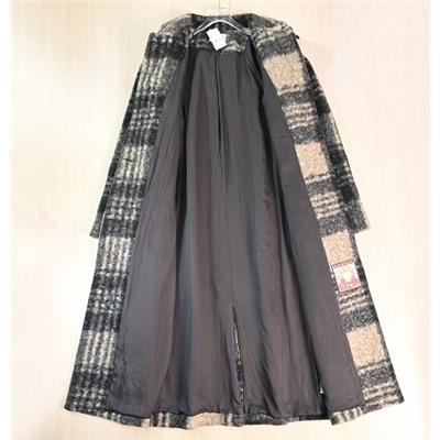 Женское однобортное приталенное пальто из искусственной шерсти в клетку