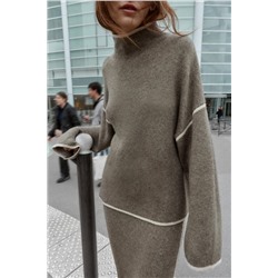 KNIT JUMPER WITH CONTRAST TRIMS