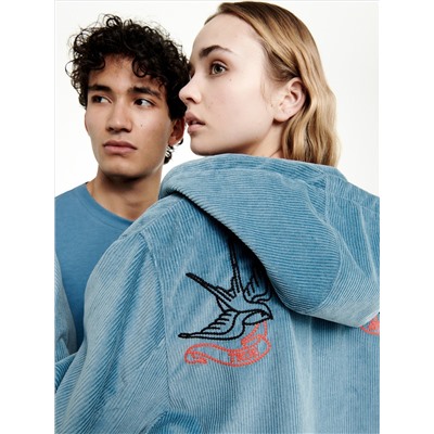 UNISEX Kapuzenjacke aus Cord mit Stickerei