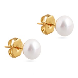 Пусеты (Майорка 10мм белая; покрытие золото), Есть комплект