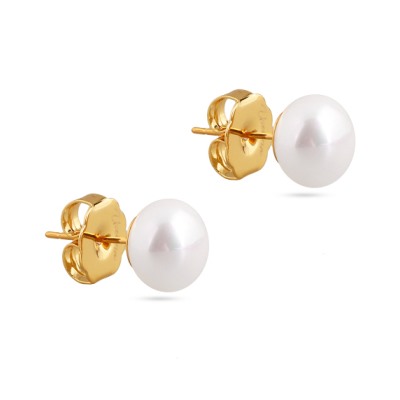 Пусеты (Майорка 10мм белая; покрытие золото), Есть комплект