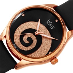 BURGI Swirl Quartz Diamond Black Dial Ladies Watch BUR201RGBK