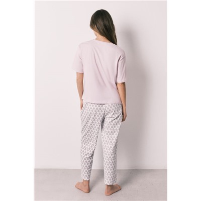 Pijama 100% algodón rosa estampado sellos