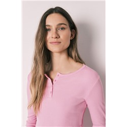 Pijama largo rosa cuadros Vichy algodón