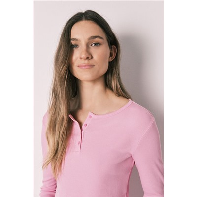 Pijama largo rosa cuadros Vichy algodón
