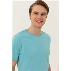 Erkek Turkuaz Bisiklet Yaka Tişört