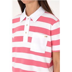 Kadın Pembe Cepli Polo Yaka Tişört