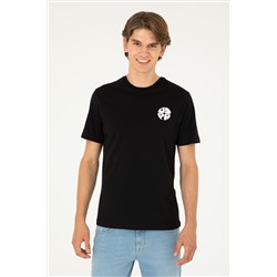 Erkek Regular Fit Bisiklet Yaka Siyah Tişört