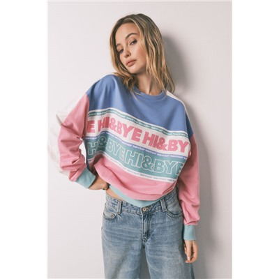 Sudadera felpa algodón color block