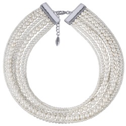 Колье Виктория (Майорка белая 3-6мм; покрытие родий) 36-40см, Есть комплект