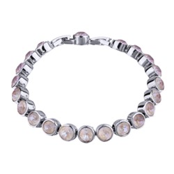 Браслет Теннис (кристаллы SW пыльная роза 6мм; покрытие родий) 18-20см, Есть комплект