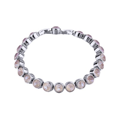 Браслет Теннис (кристаллы SW пыльная роза 6мм; покрытие родий) 18-20см, Есть комплект