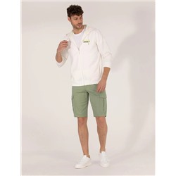 Haki Comfort Fit Kargo Cepli Bermuda Şort