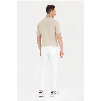 Erkek Beyaz Kanvas Pantolon